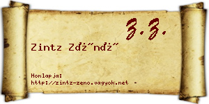 Zintz Zénó névjegykártya